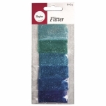 Glitter Rayher 6tk 2g assortii sinine türkiis