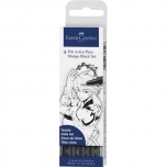 Joonistusmarker Faber Casetell PITT 199 Artist Manga 4tk, must (B,F,S,XS)