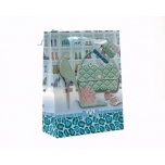 Kinkekott Pastell roheline roosa lillega kingake ja kott 18*24cm