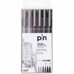 Joonistusmarker fineliner,veekindel Uni pen 6tk Hele ja tume hall