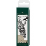 Tindipliiatsid Must 4tk Faber-castell Pitt Artist Pen (S;F;M;pintselpliiats)