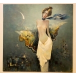 Naine Sinise salliga Jüri Ristna  108x112cm