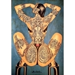 Sinine.Kontsad ja tattoo 42*30 Akrüülmaal.Jaan Männik