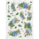 Riisipaber Blue roses VITFLO0019 32 x 45