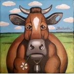 Lehm lillega.Akrüülmaal lõuend alusraamil. 20*20cm