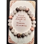 Käevõru Pink Zebra Jaspis+ Pink Quartz 8mm.
