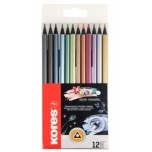 Värvipliiatsid kolmnurksed 12tk KORES Metallic